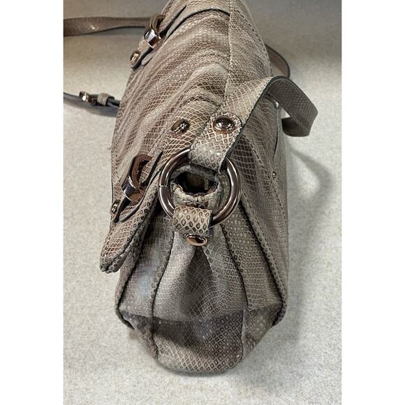 B Makowsky Leather Snake Skin Pattern Medium Crossbody Bag Purse - Picture 6 of 16